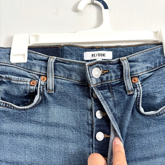 RE/DONE 70s Stove Pipe High Rise Straight Leg Jeans Button Fly Women’s Size 26 - Picture 4 of 10